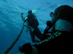 Divers ascending from Red Sea wreck Thistlegorm doing a s... by Erik Larsson 